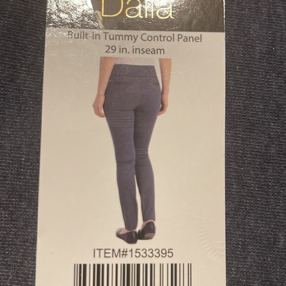 Dalia Ladies' Ponte Pant Small Checkered Plaid Charcoal Gray Blue Black - Picture 5 of 8